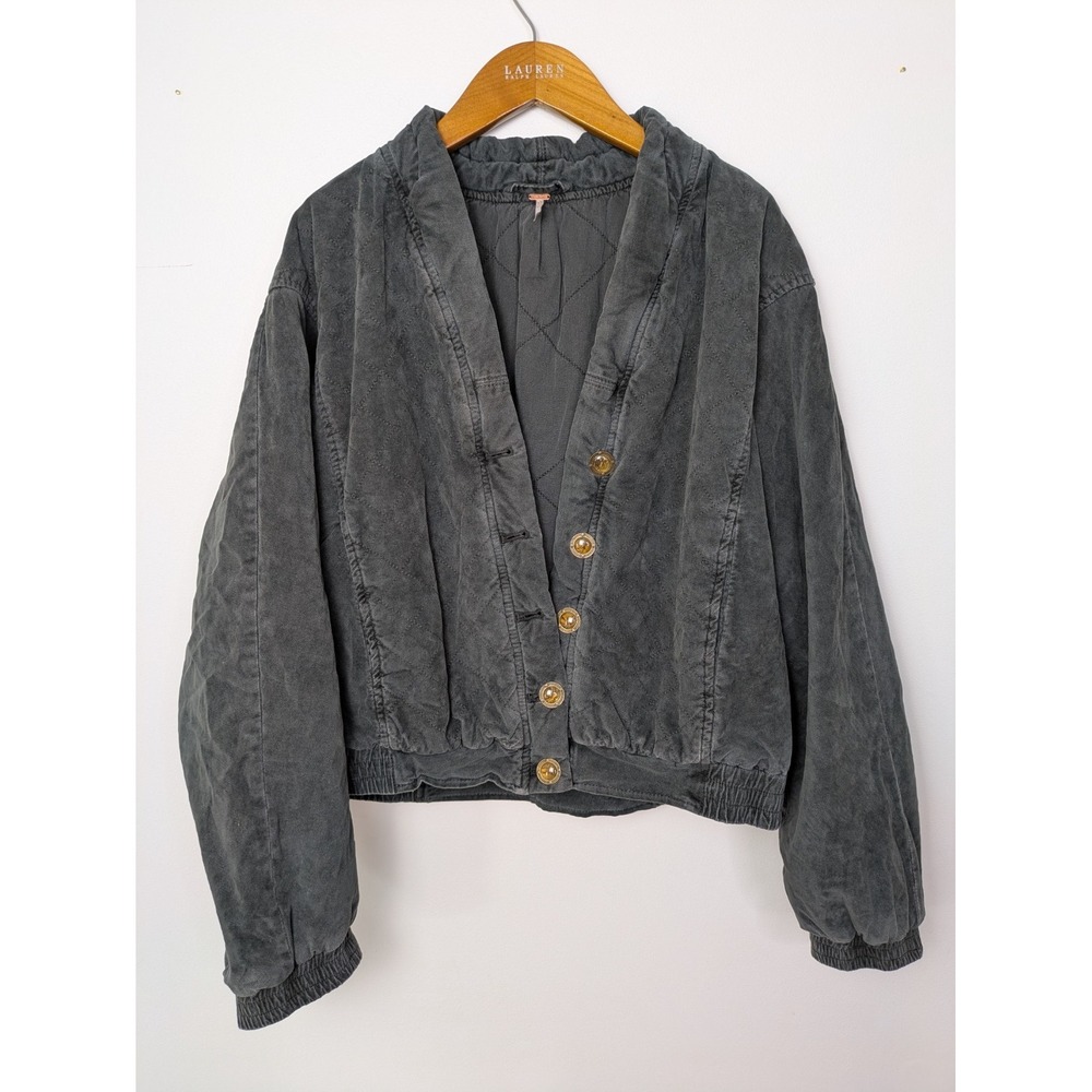 Free People Gray Bomber Jacket